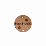 Leren label rond met tekst handmade