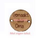 Leren labels rond 2,5 cm met eigen tekst, type B_