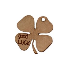 Leren label 2,5x2,5 cm Goodluck