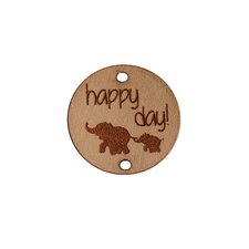 Leren label 2,5cm Happy day