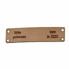 Leren label 6x1,5 cm Little princess born in 2020