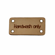 Leren label 3x1,5 cm Handwash only