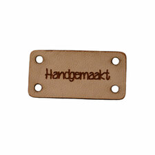 Leren label 3x1,5 cm Handgemaakt