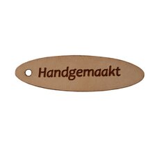 Leren label 5x1,5 cm Handgemaakt