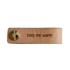 Leren label 6x1,5 cm keep me warm met schroef