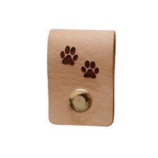 Leren label 4x3 cm kattenpootjes met schroefsluiting