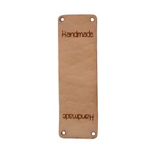 Leren label 8x2,5cm Handmade dubbel