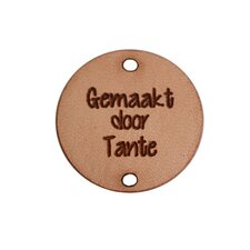 Leren label 2,5cm Gemaakt door Tante