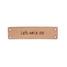 Leren label 6x1,5 cm Liefs, van je zus