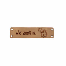 Leren label 6x1,5 cm Wie zoet is..