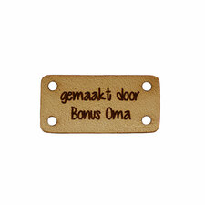 Leren label 3x1,5 cm Gemaakt door Bonus Oma