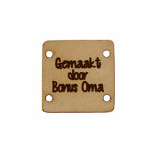 Leren label 2,5x2,5 cm Gemaakt door Bonus Oma