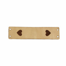 Leren label 6x1,5cm Hartjes