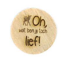 Houten knoop 3cm Oh wat ben jij toch lief