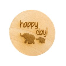 Houten knoop 3cm Happy day