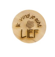 Houten knoop 2.5cm Ik vind je echt LIEF