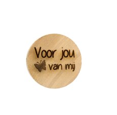 Houten knoop 2cm Voor jou van mij