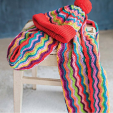 Haakpakket sjaal en muts Golfjes