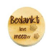 Houten knoop 3cm Bedankt lieve meester