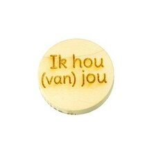 Houten knoop 2cm Ik hou van jou