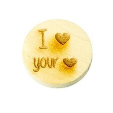 Houten knoop 2cm I heart your heart