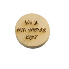 Houten knoop 2cm Wil je m'n vriendje zijn?