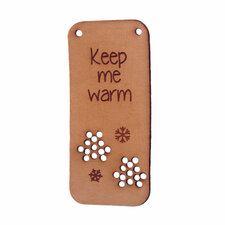 Leren label 7x3cm Keep me warm