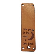 Leren label 7x2cm Love you to the moon and back