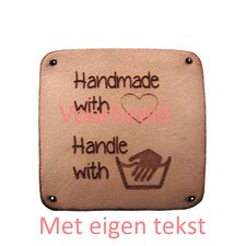 Leren labels vierkant 3x3 cm met eigen tekst, type A