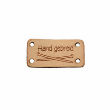 Leren label 3x1,5 cm Hand gebreid