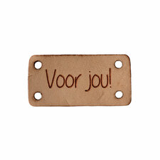 Leren label 3x1,5 cm Voor jou!