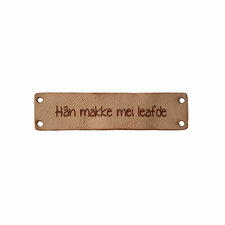 Leren label 6x1,5 cm Han makke mei leafde