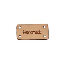 Leren label 3x1,5 cm Handmade