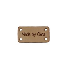 Leren label 3x1,5 cm Made by oma