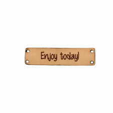 Leren label 6x1,5 cm Enjoy today!