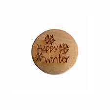 Houten knoop 2cm Happy Winter