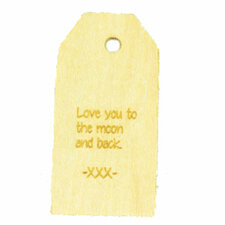 Houten label Love you to the moon and back 6x3 cm