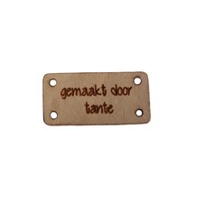 Leren label 3x1,5 cm Gemaakt door tante