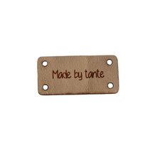 Leren label 3x1,5 cm Made by tante