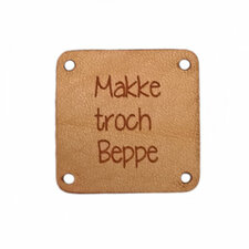 Leren label 2,5x2,5 cm Makke troch Beppe