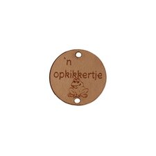 Leren label 2,5cm Opkikkertje