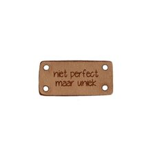 Leren label 3x1,5 cm Niet perfect maar uniek