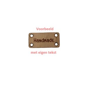 Leren labels rechthoek 2,5x1cm met eigen tekst, type A