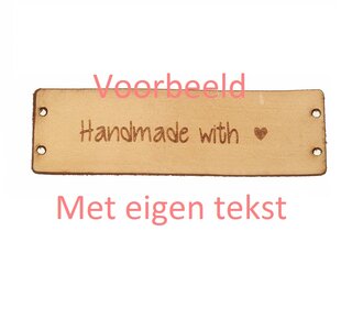 Leren labels rechthoekig 8 x 2,5 cm met eigen tekst, type A