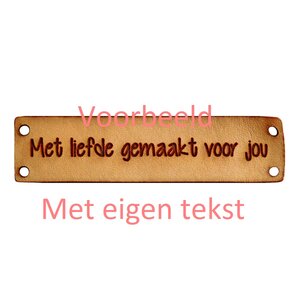 Leren labels rechthoek 6x1,5 cm met eigen tekst, type A