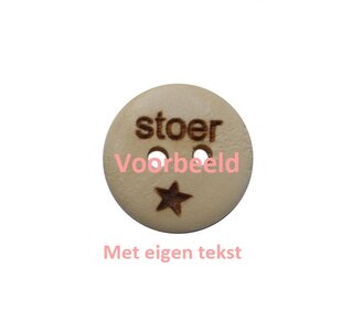 Houten knopen 1,5cm met eigen tekst, type B