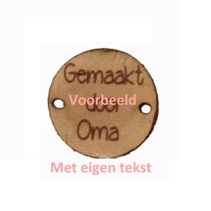 Leren labels rond 2,5 cm met eigen tekst, type B