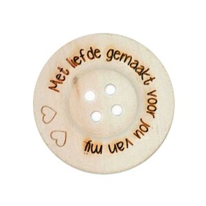 Houten knopen 4 cm met eigen tekst, type A
