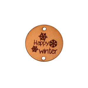 Leren label 2,5cm Happy Winter